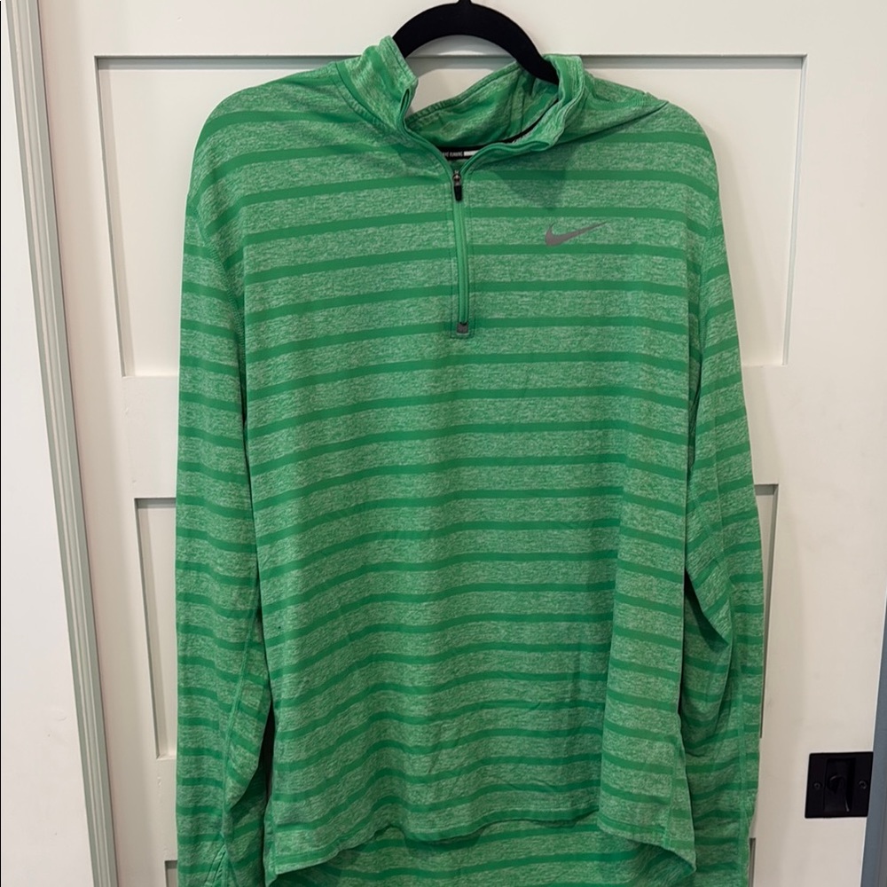 Nike Green Striped Half-Zip Pullover